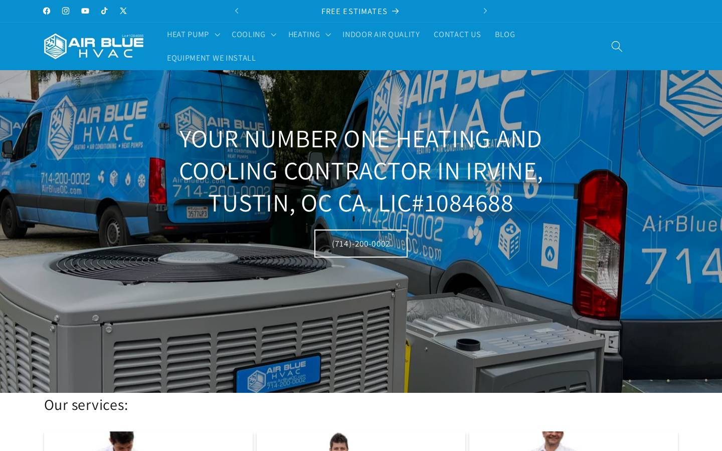 airblueoc.com homepage screenshot