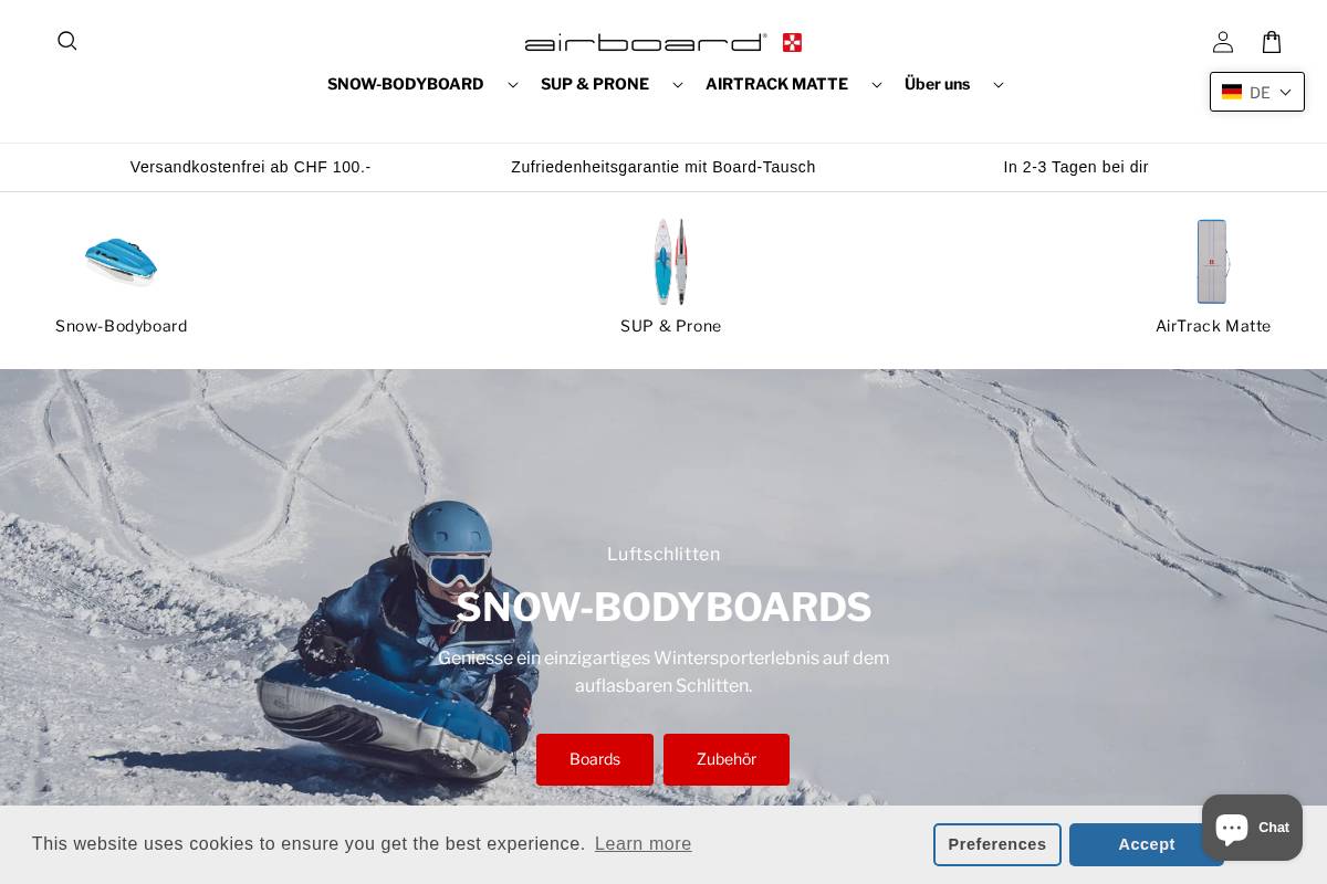 airboard.ch homepage screenshot