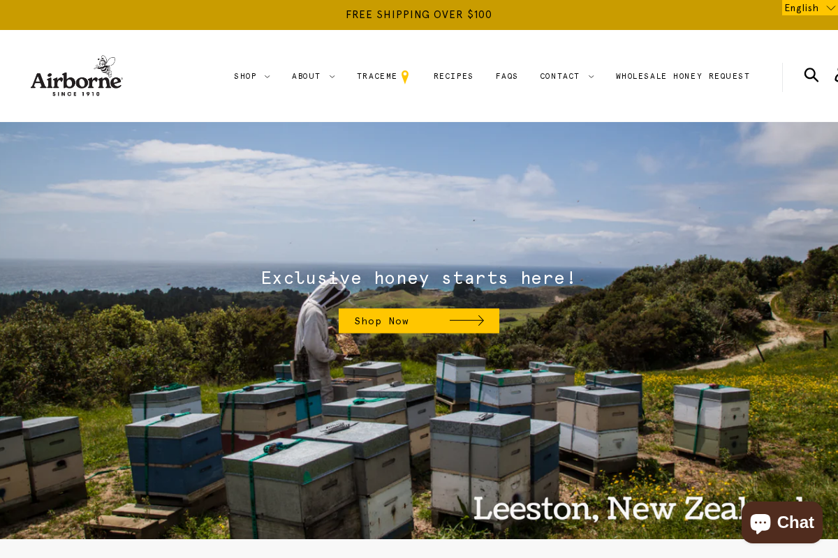 Airborne Honey homepage screenshot