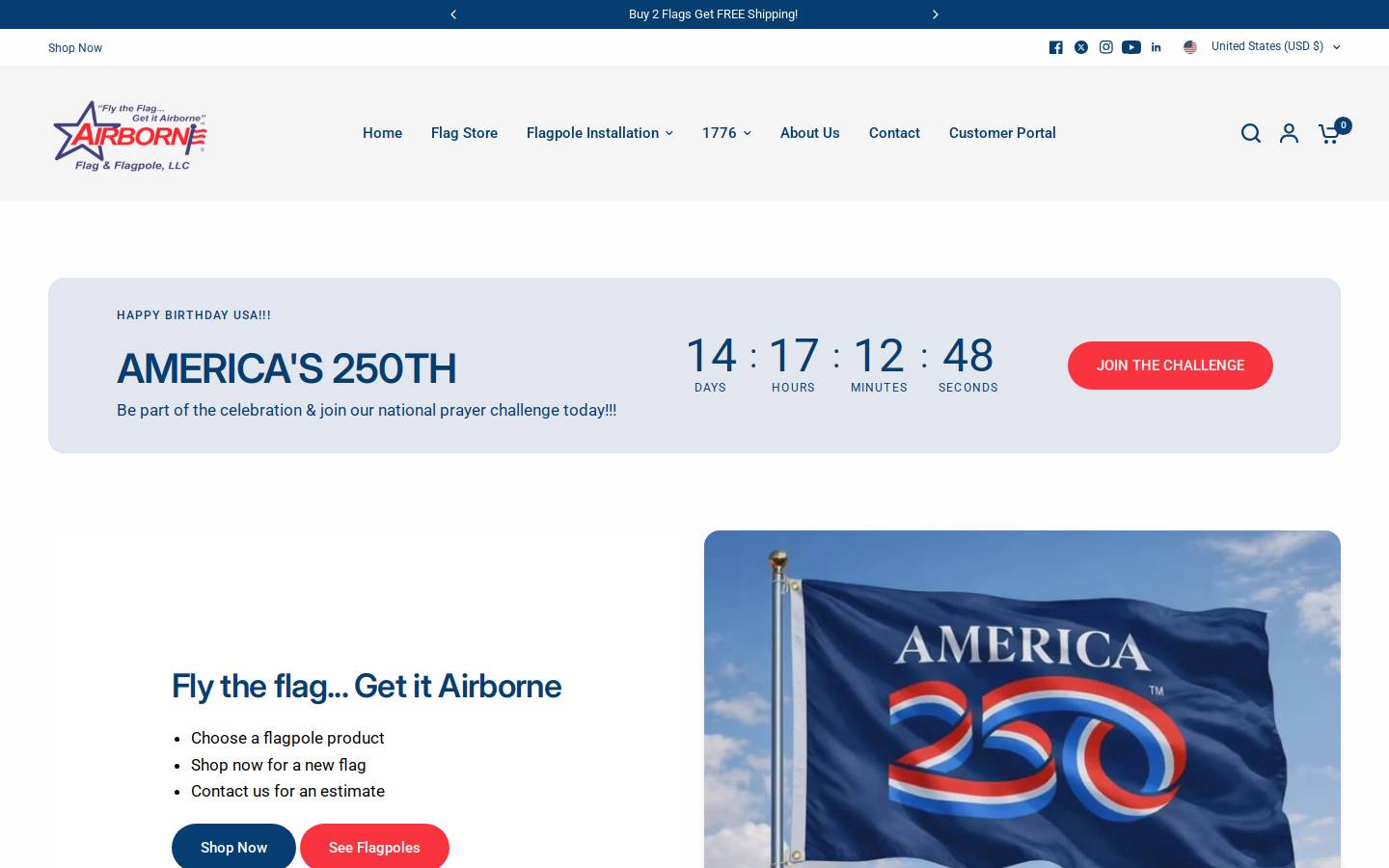 airborneflag.com homepage screenshot