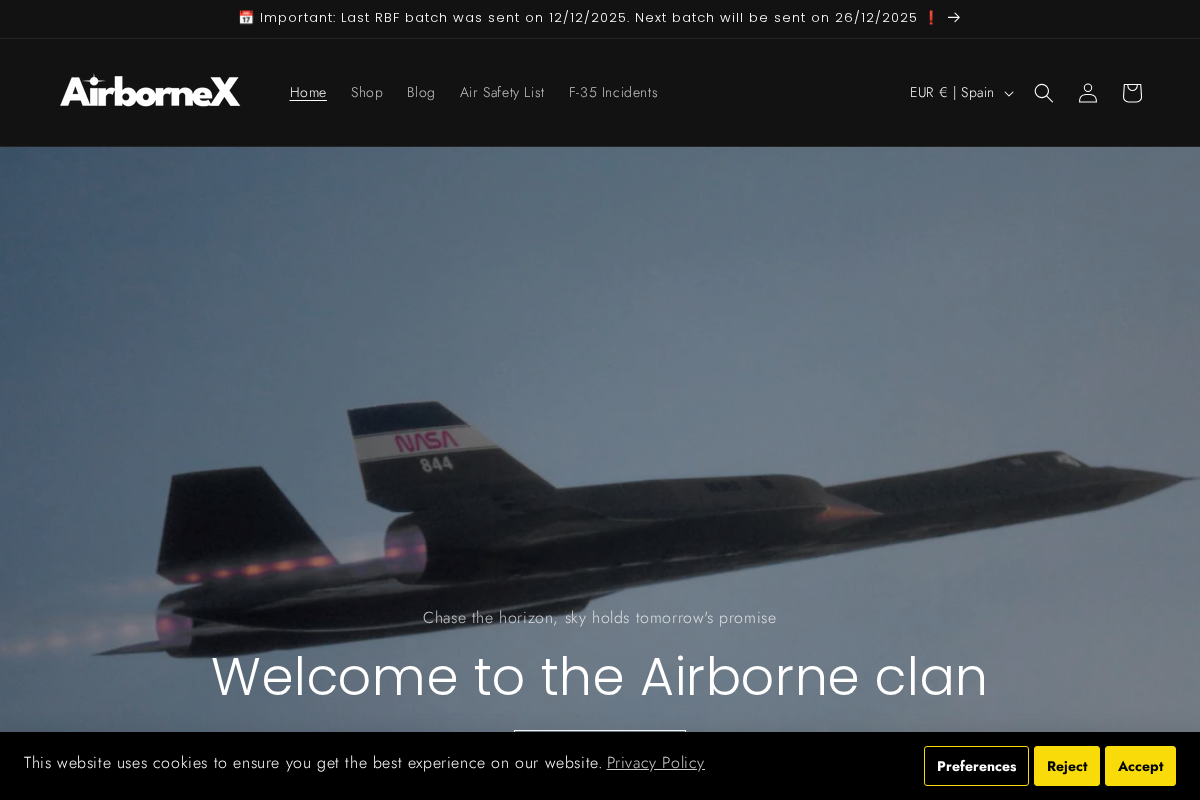 AirborneX homepage screenshot