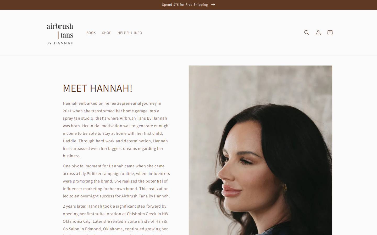 airbrushtansbyhannah.com homepage screenshot