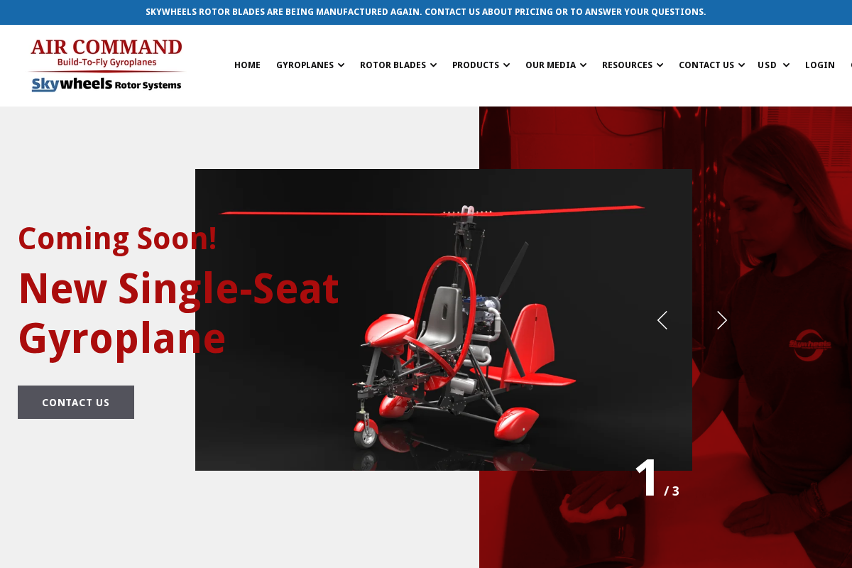Air Command Gyroplanes & Skywheels Rotor Blades homepage screenshot