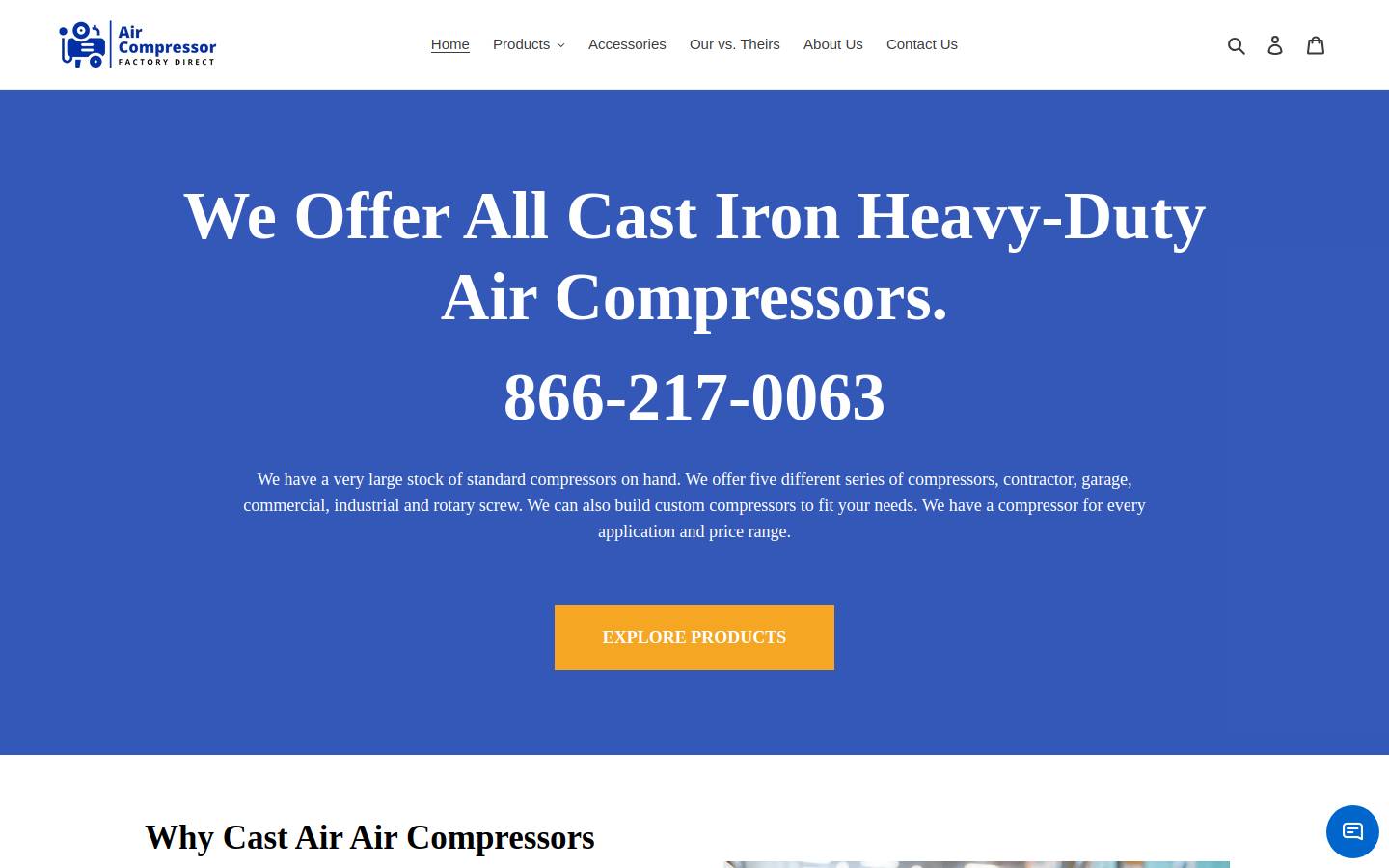 aircompressorfactorydirect.com homepage screenshot