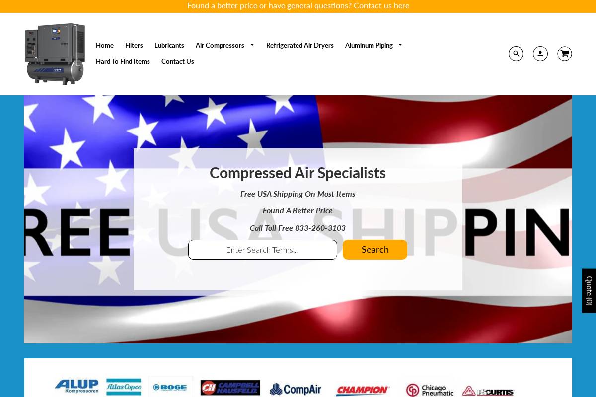 aircompressorfilterstore.com homepage screenshot
