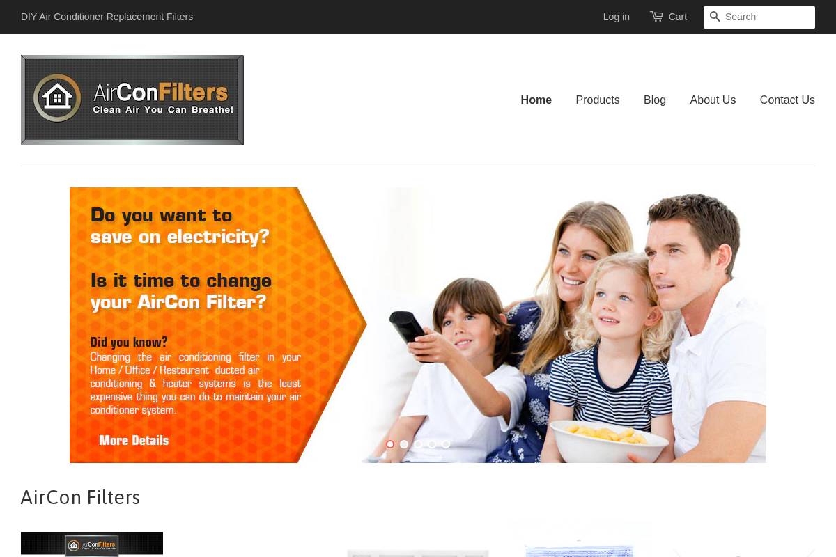 airconfilters.com.au homepage screenshot