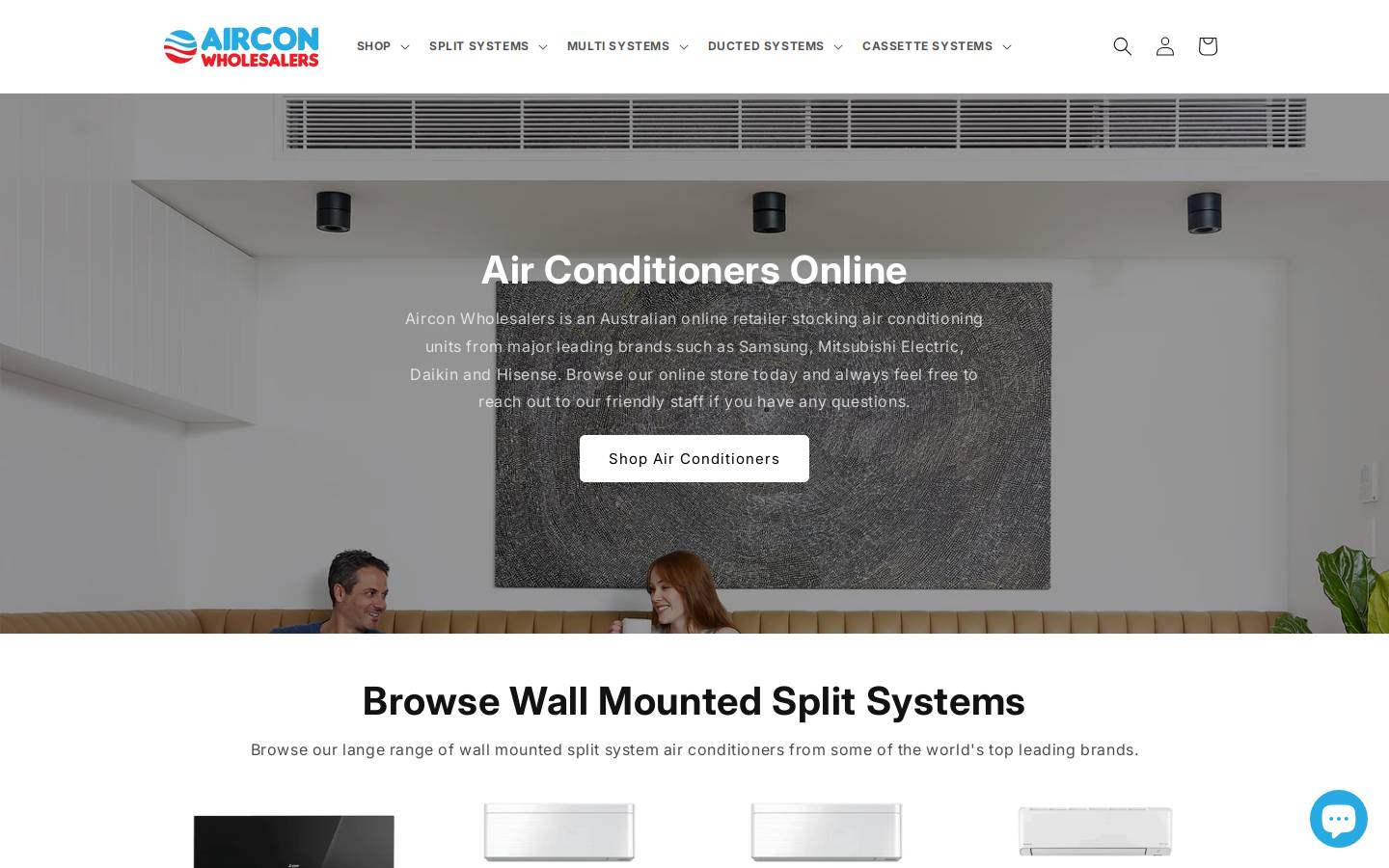 airconwholesalers.com.au homepage screenshot