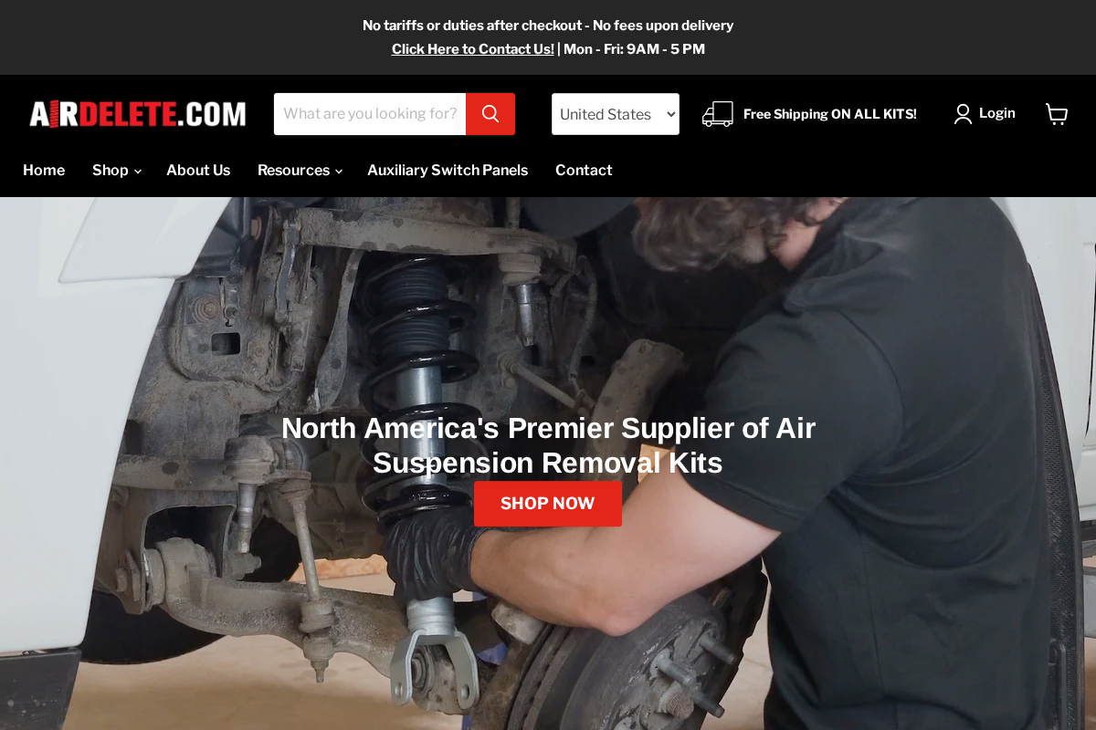 Air Delete USA homepage screenshot