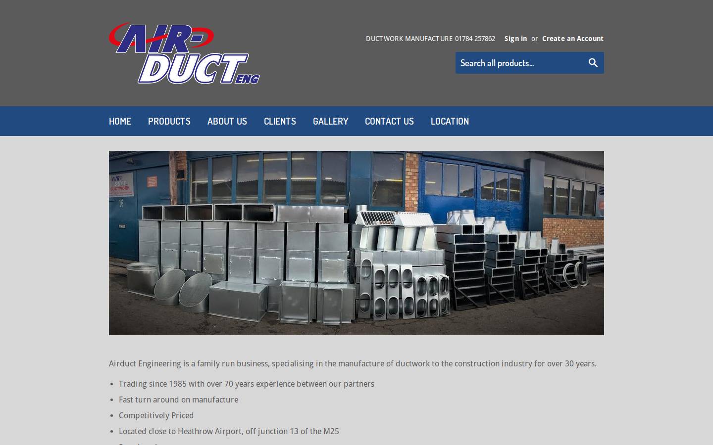 airduct.org.uk homepage screenshot