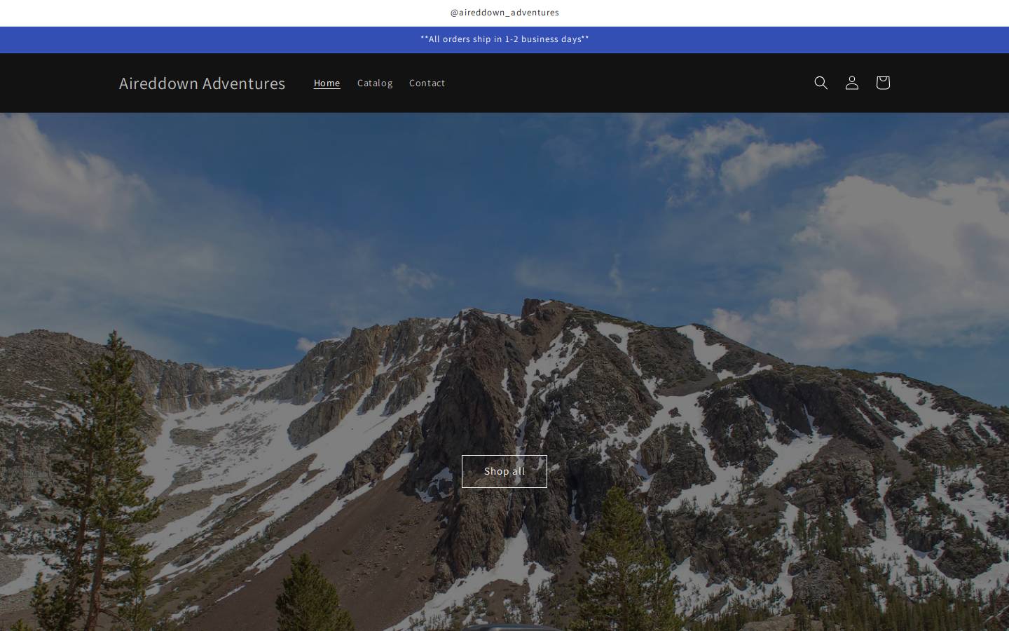 aireddownadventures.com homepage screenshot