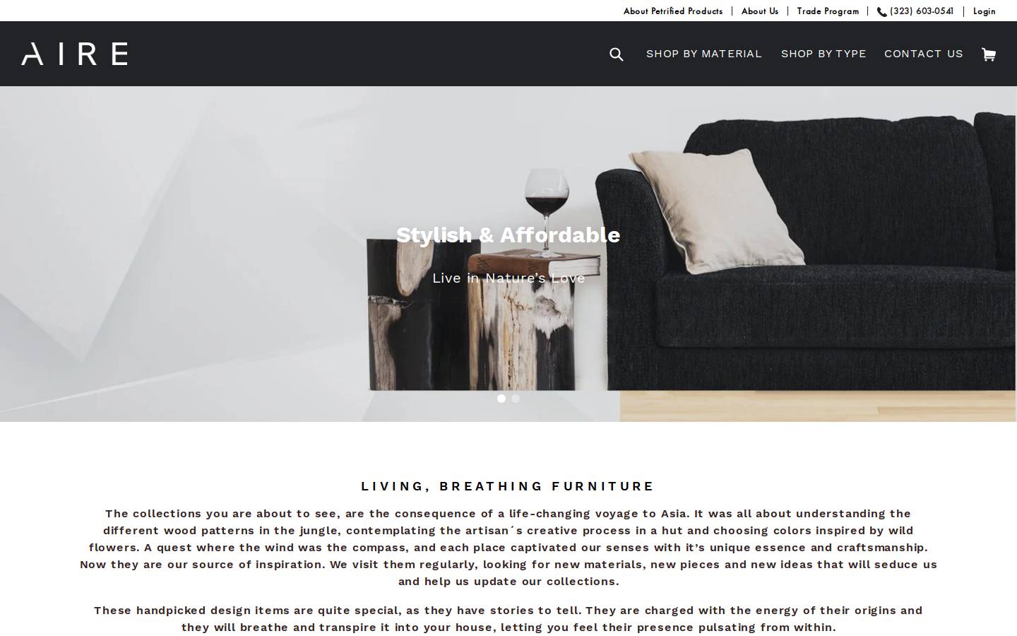 airefurniture.com homepage screenshot
