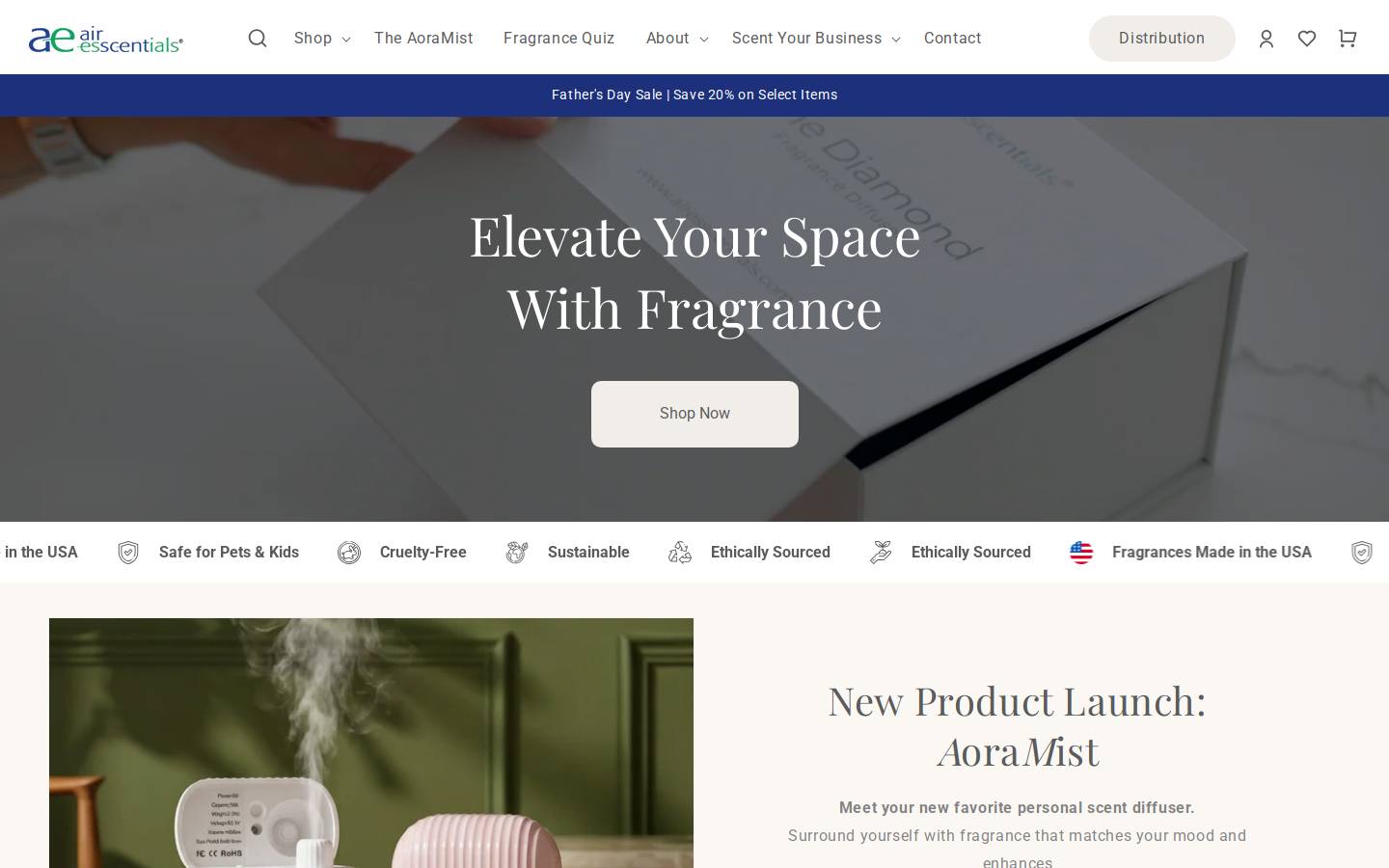 airesscentials.com homepage screenshot