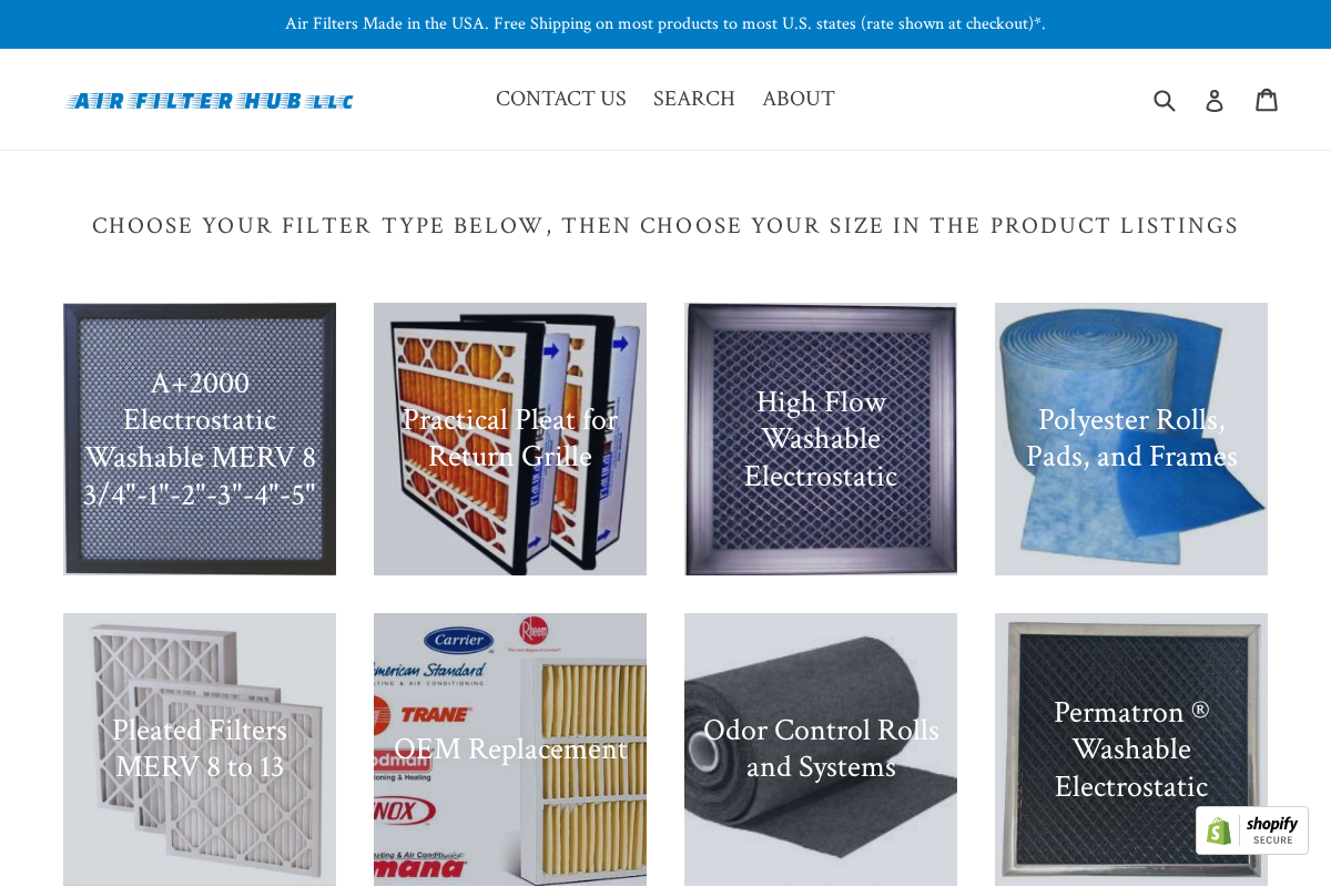 Air Filter Hub LLC homepage screenshot