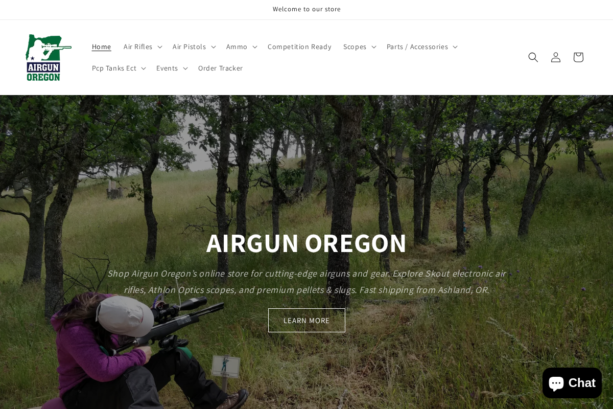 Airgunoregon homepage screenshot