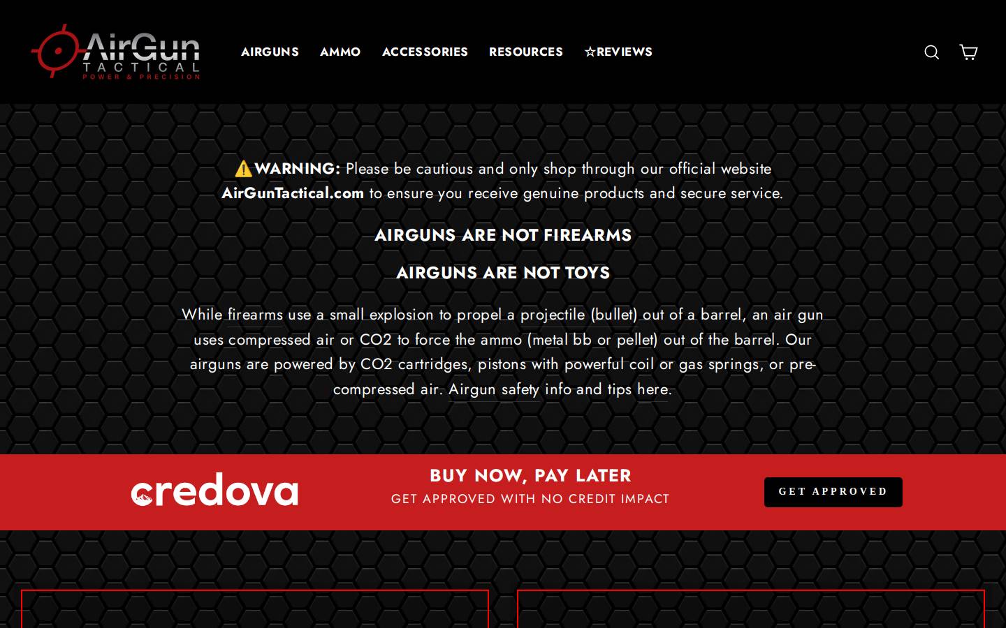 AirGun Tactical homepage screenshot