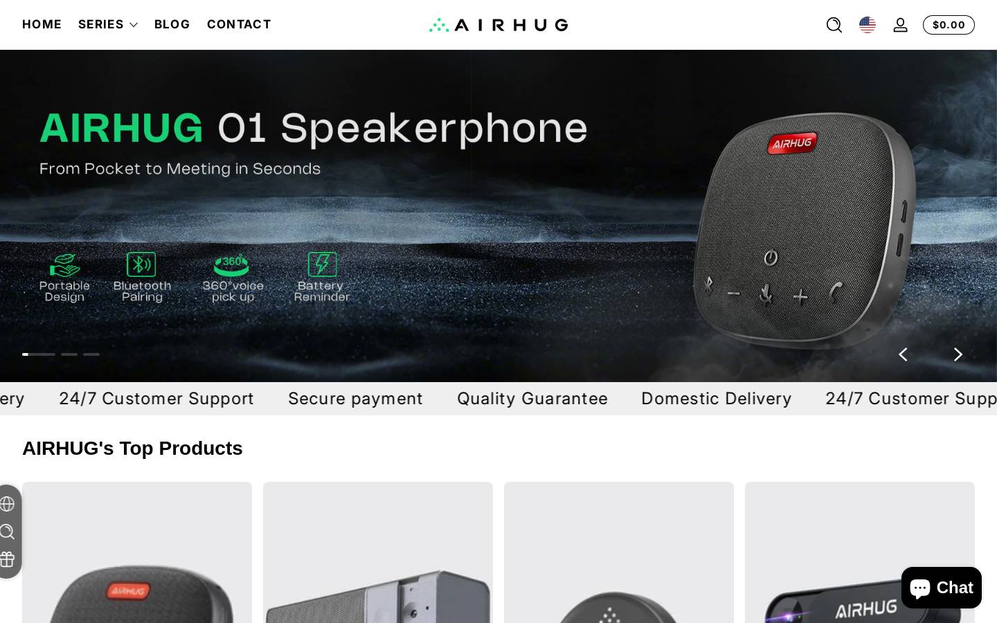 airhug.com homepage screenshot