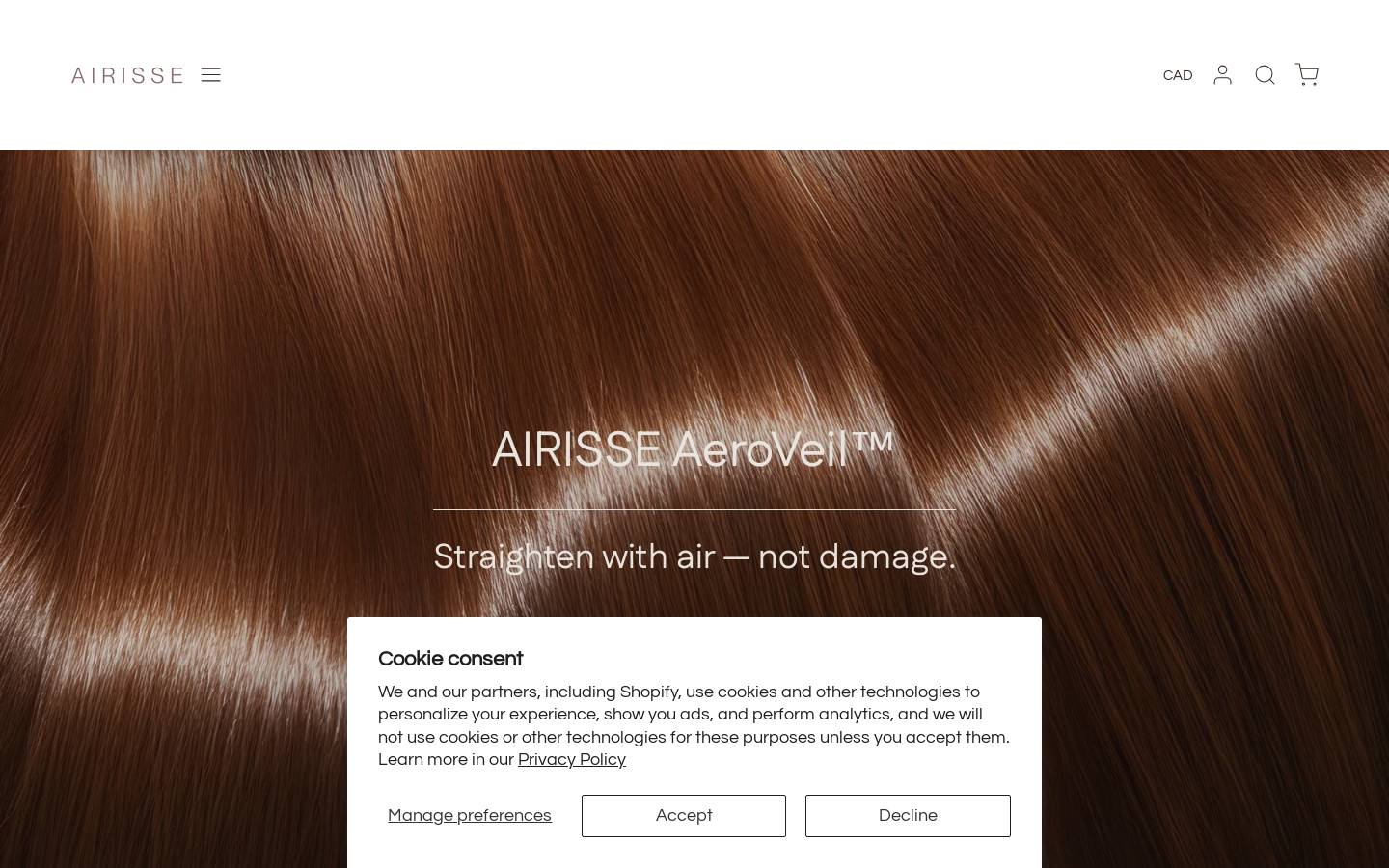 airissehair.com homepage screenshot