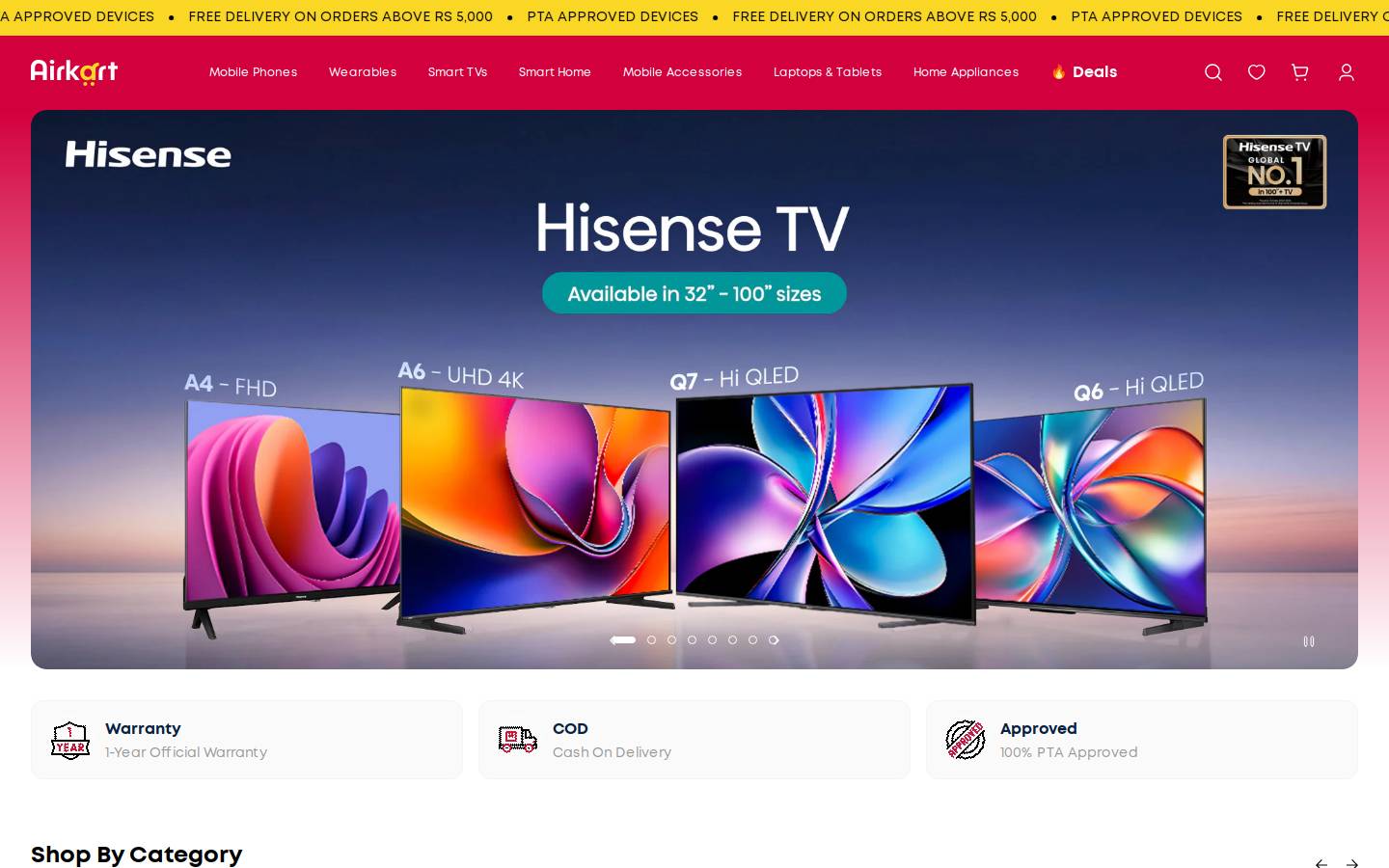 Airkart homepage screenshot