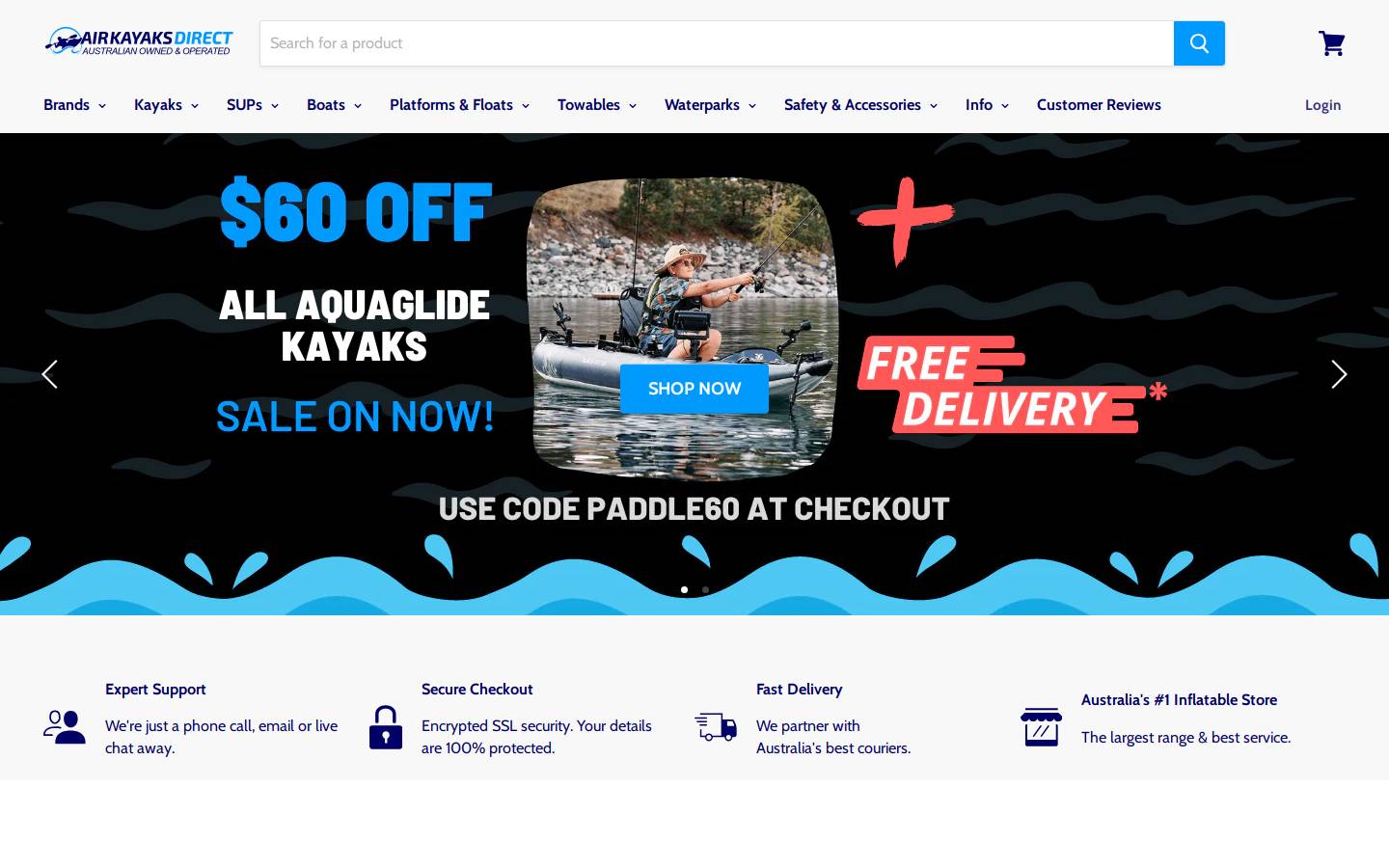 airkayaksdirect.com.au homepage screenshot