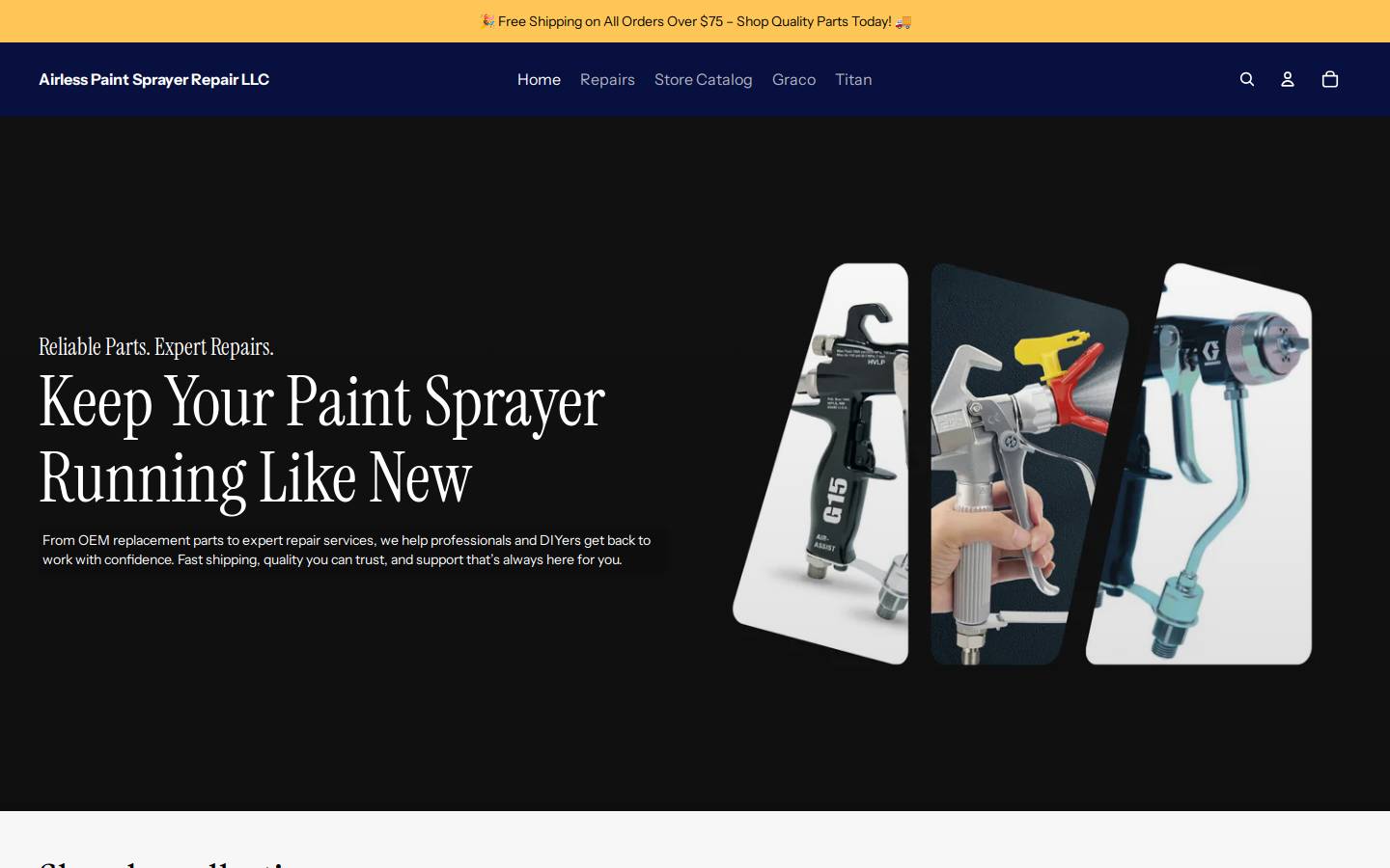 airlesspaintsprayerrepair.com homepage screenshot