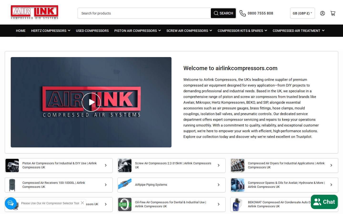 airlinkcompressors.com homepage screenshot