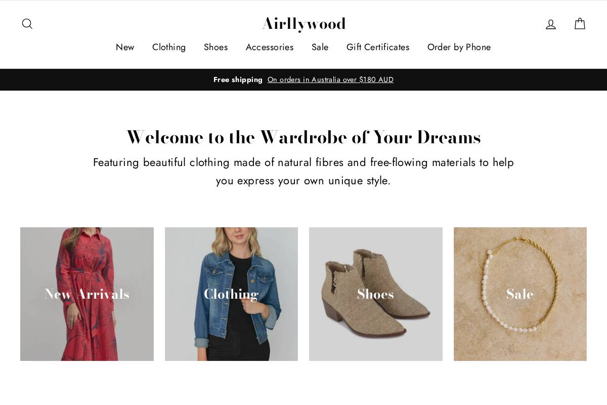 airllywood.com.au homepage screenshot