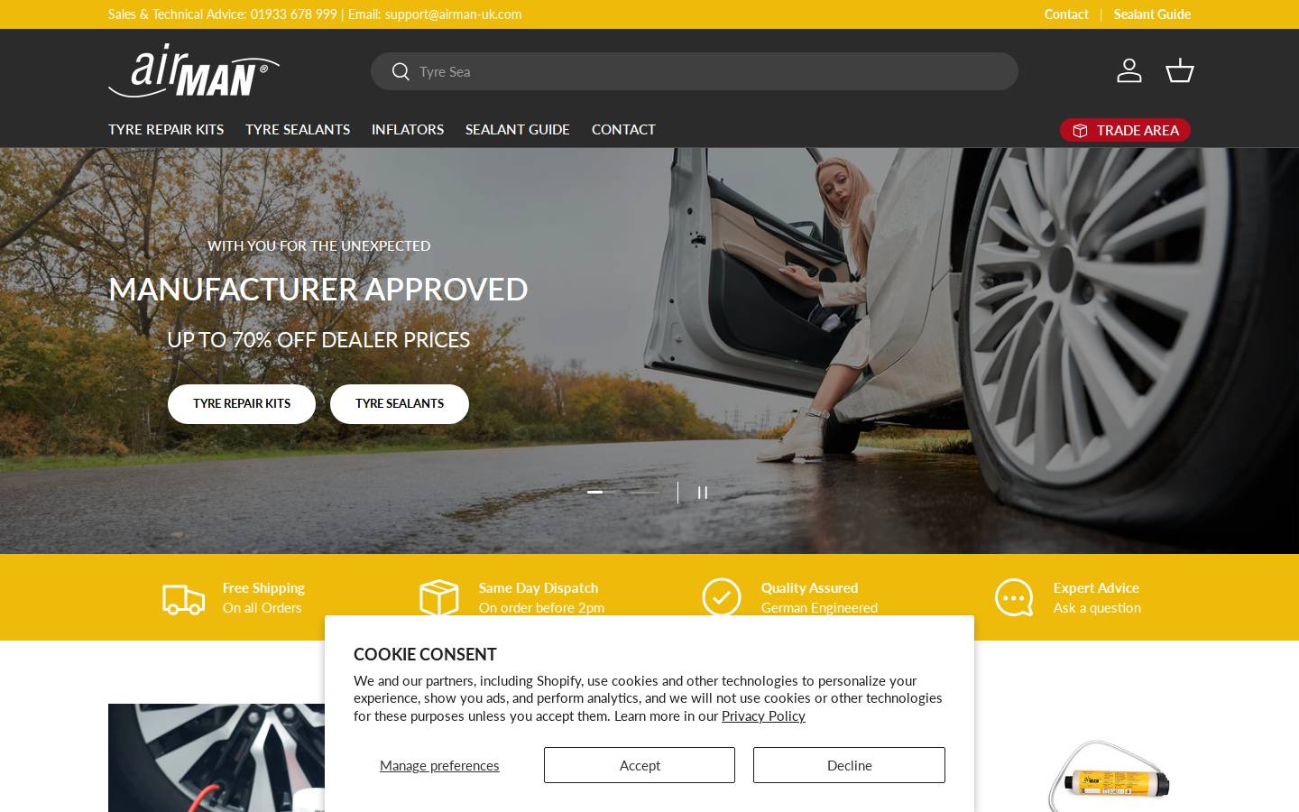 Airman Uk homepage screenshot