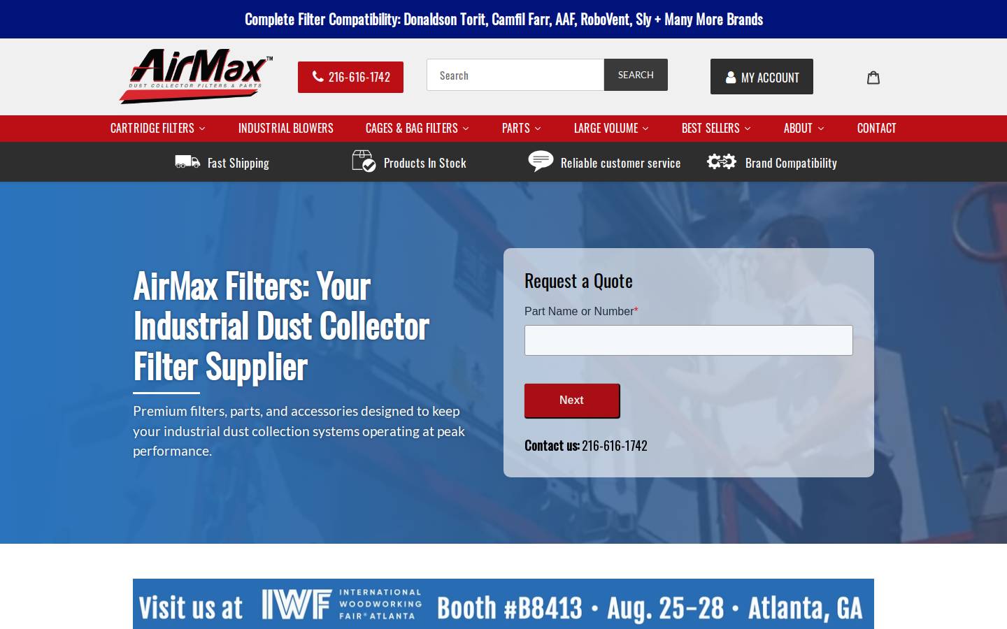 airmaxind.com homepage screenshot
