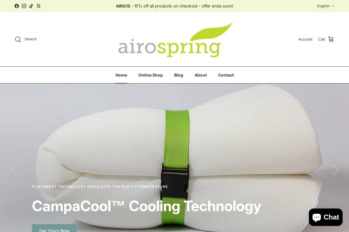 airospring.co.uk homepage screenshot