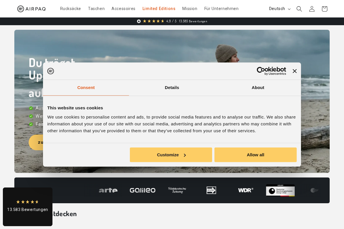 airpaq.de homepage screenshot