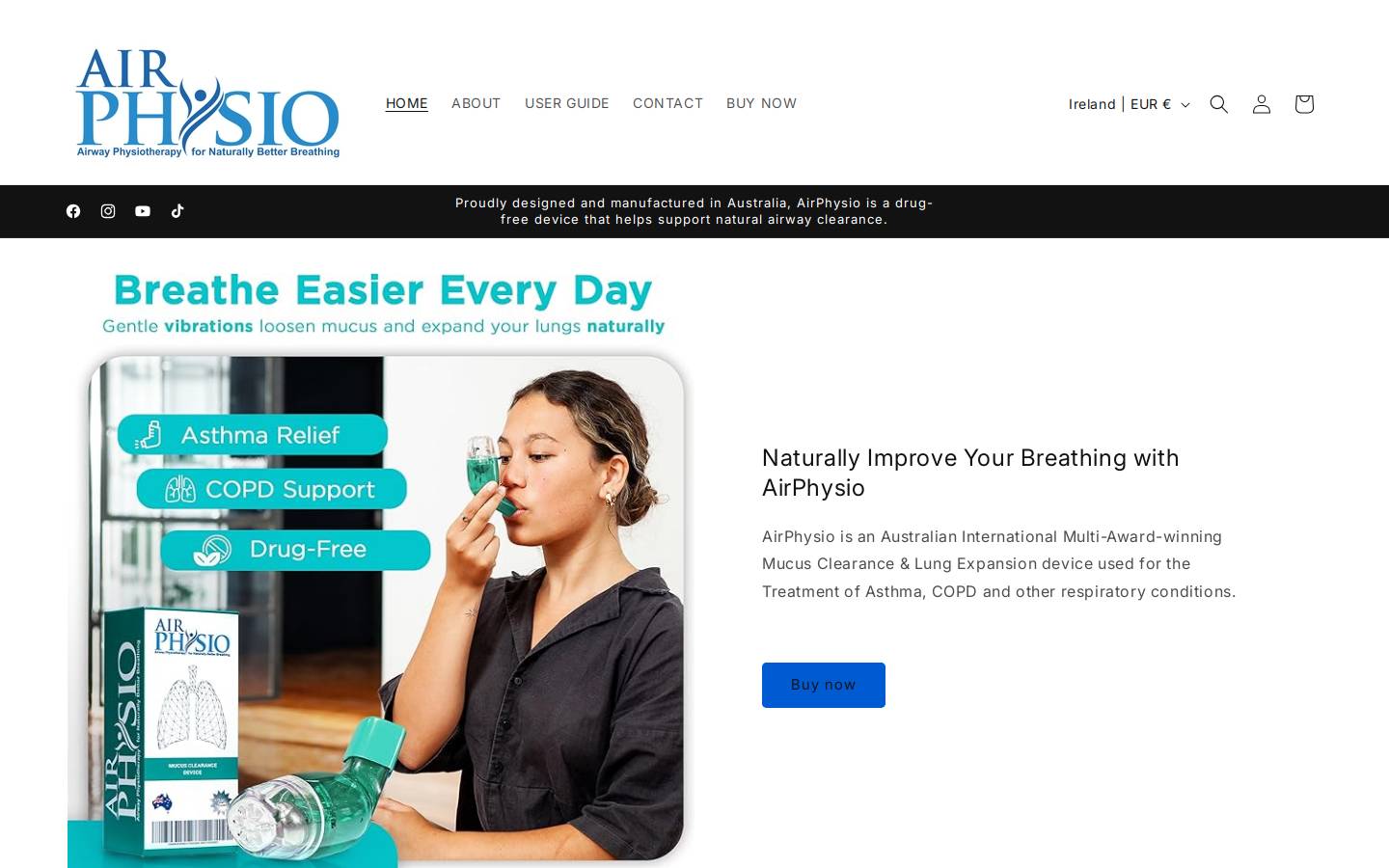 AirPhysio Pty Ltd homepage screenshot