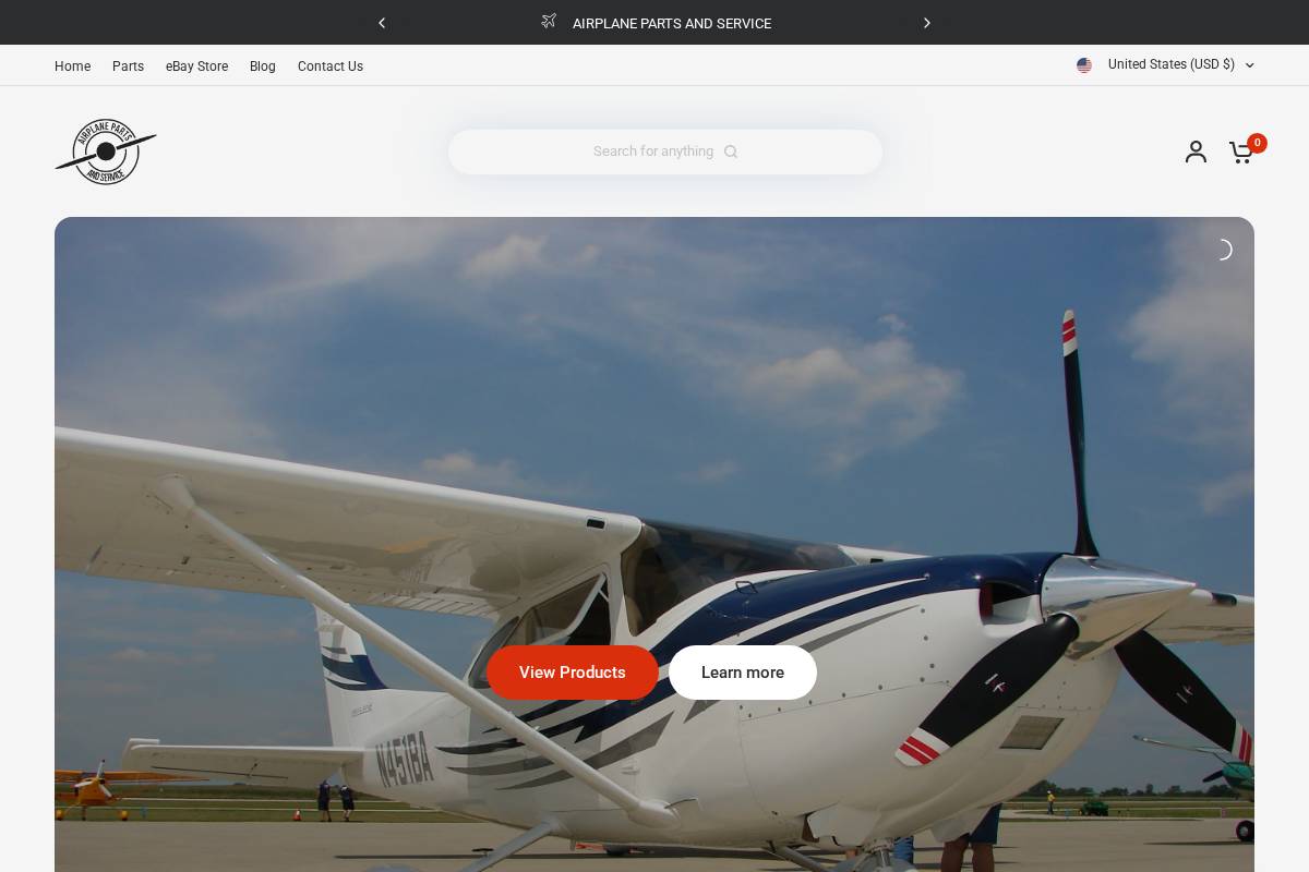 airplanepartsandservice.com homepage screenshot