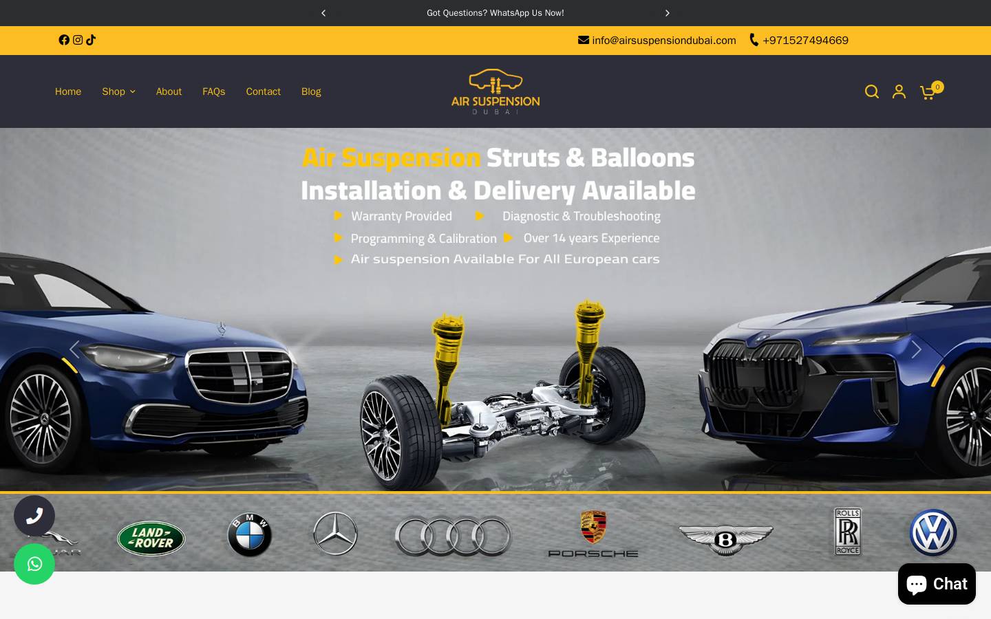 airshockabsorberdubai.com homepage screenshot