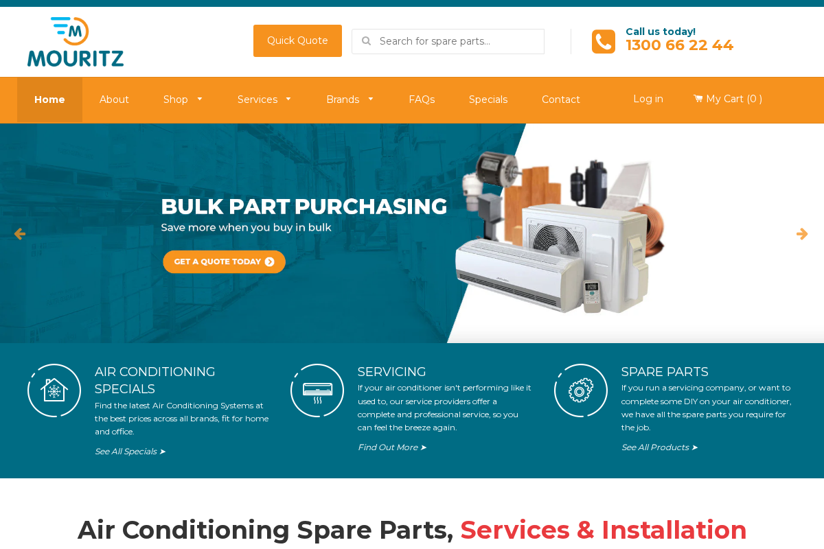 airspares.com.au homepage screenshot