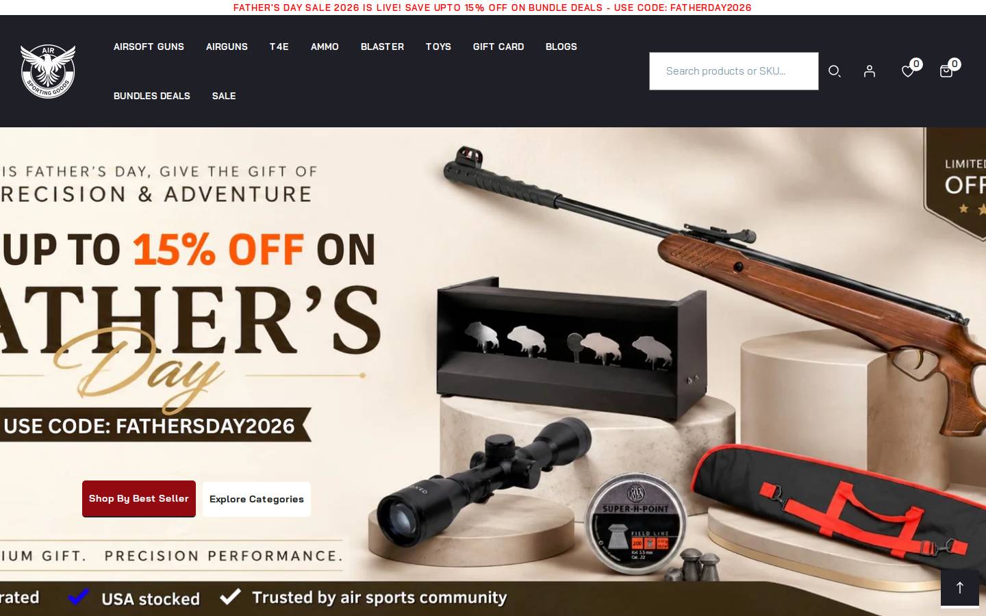 airsportinggoods.com homepage screenshot