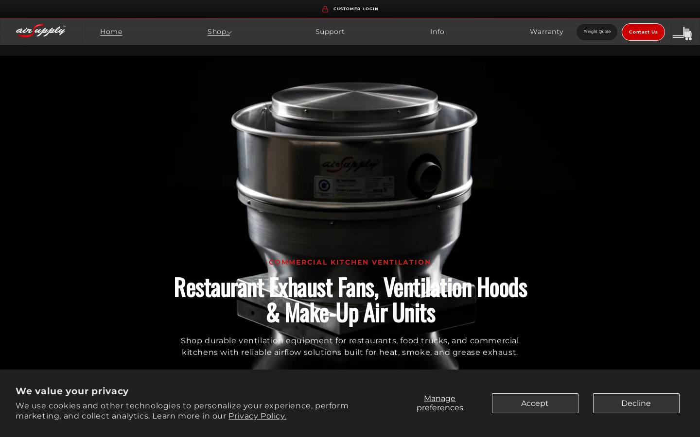 airsupply-shop.com homepage screenshot