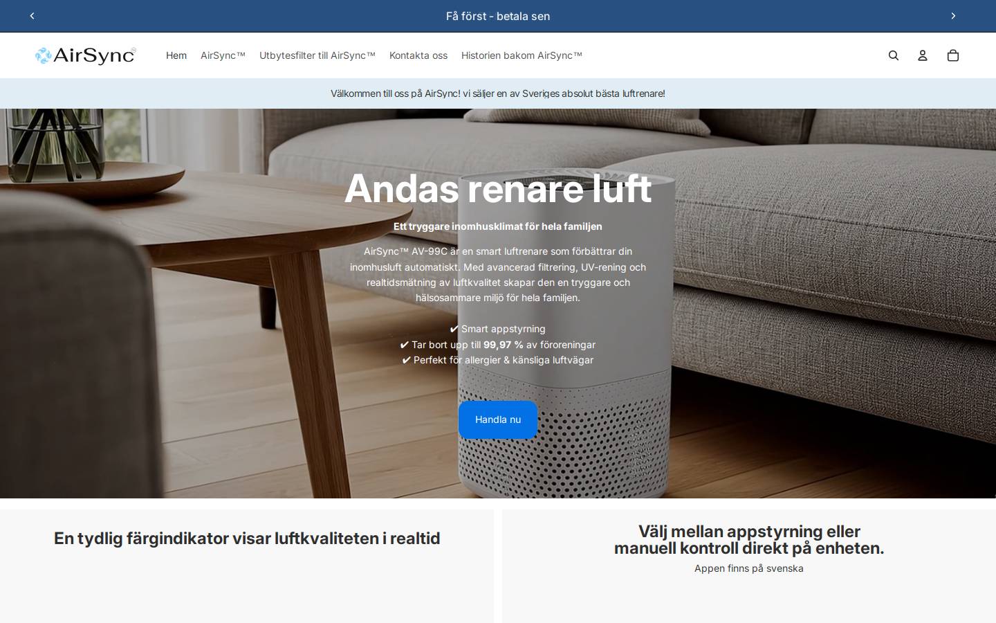 airsync.se homepage screenshot