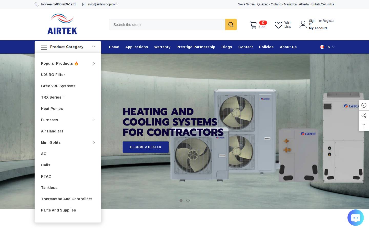 airtekquebec.com homepage screenshot