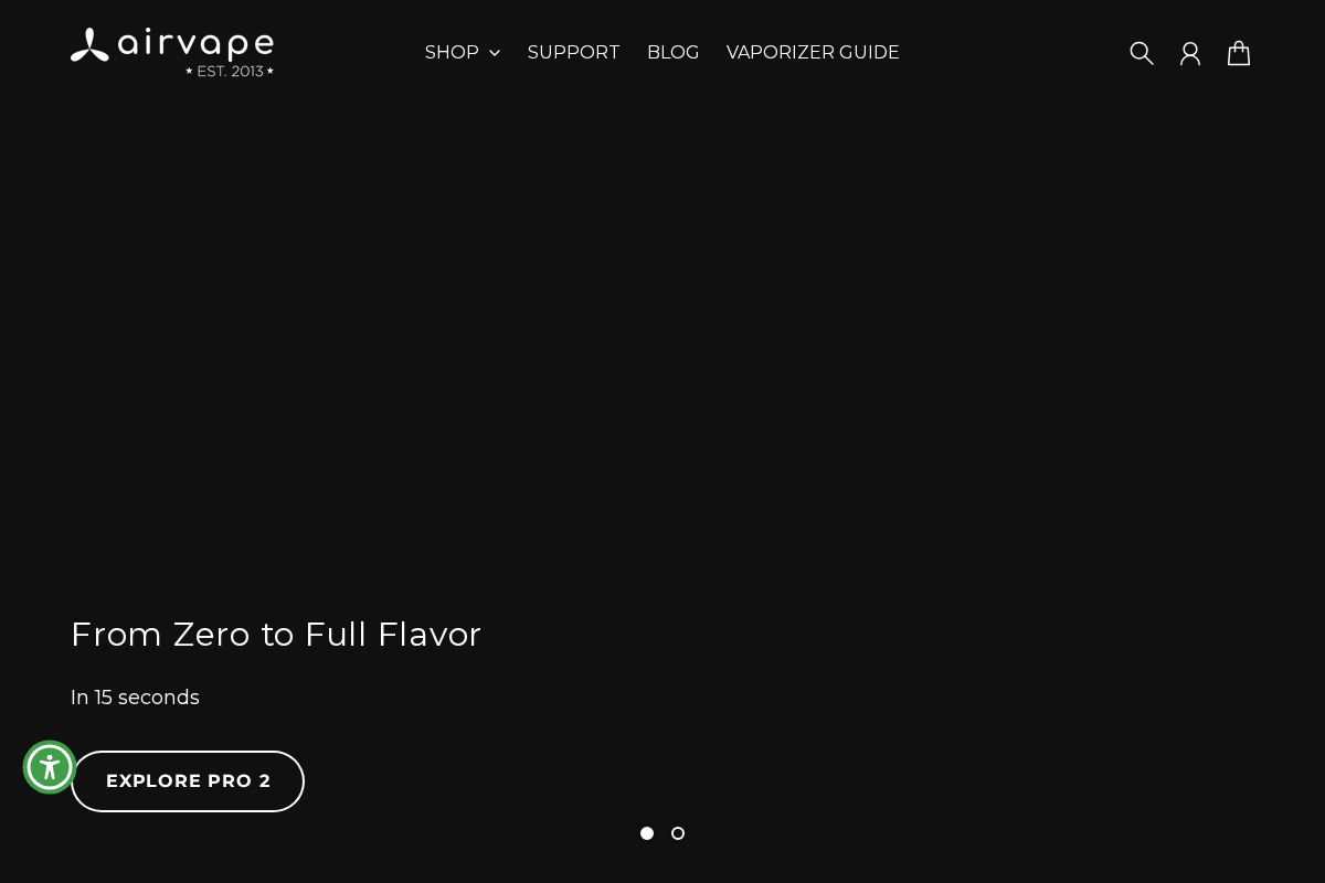 Airvape homepage screenshot