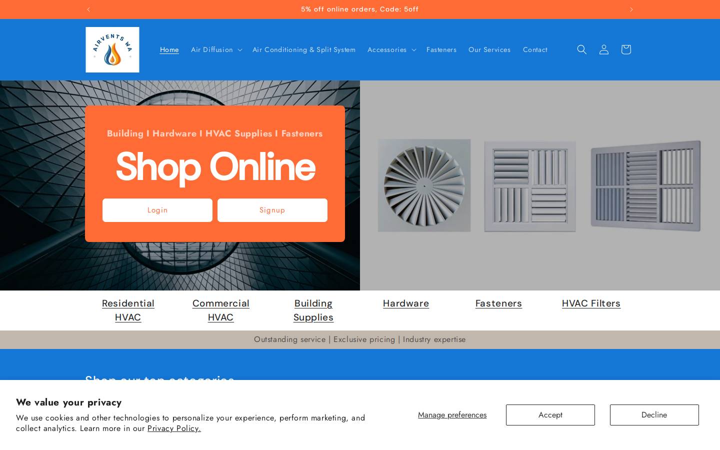 airventswa.com.au homepage screenshot