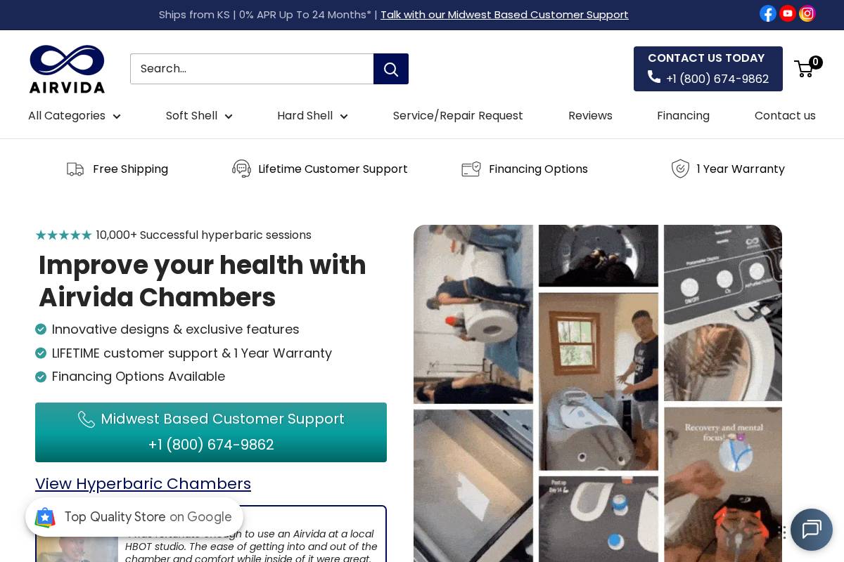 Airvidachambers homepage screenshot