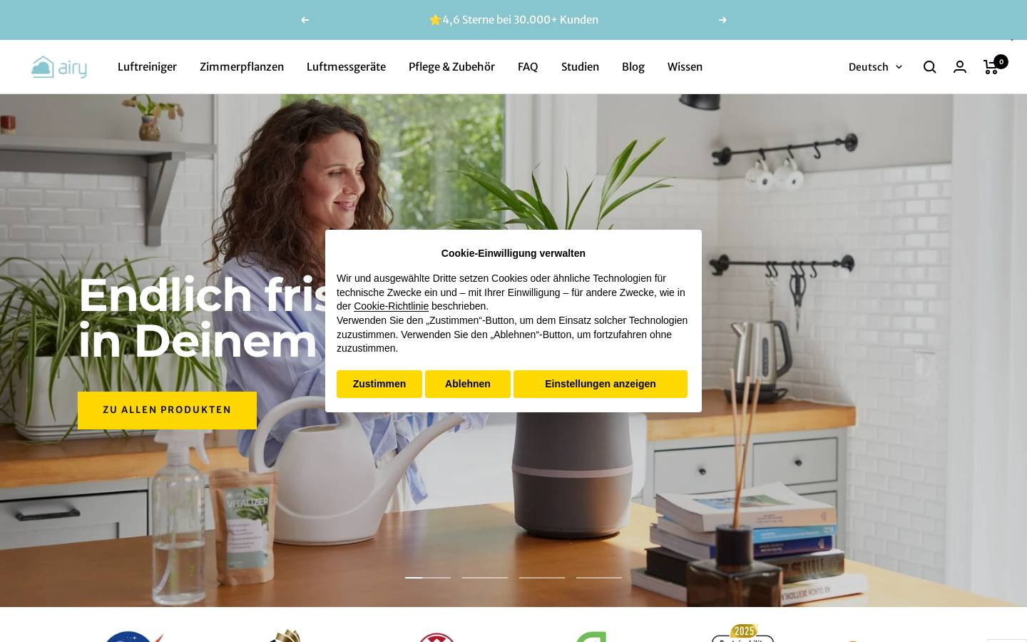 airy.green homepage screenshot