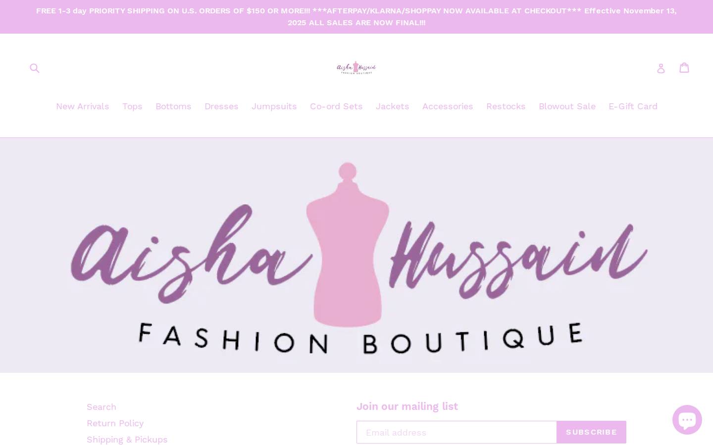 aishahussainfashionboutique.com homepage screenshot