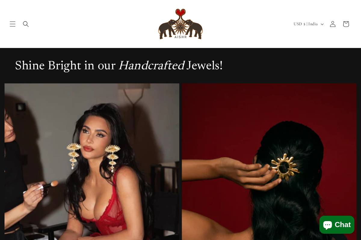 aishrthestore.com homepage screenshot