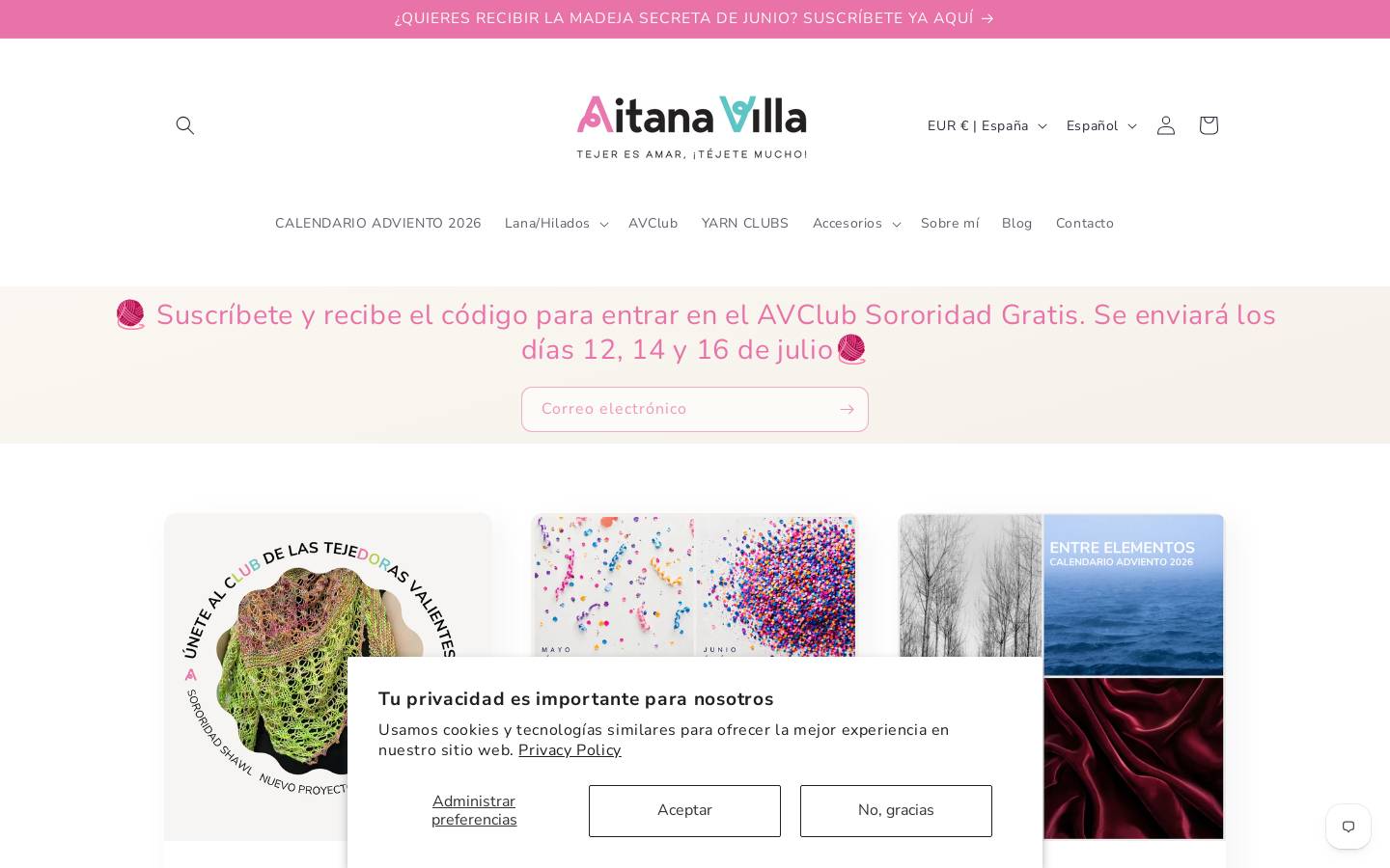 aitanavillaknits.com homepage screenshot