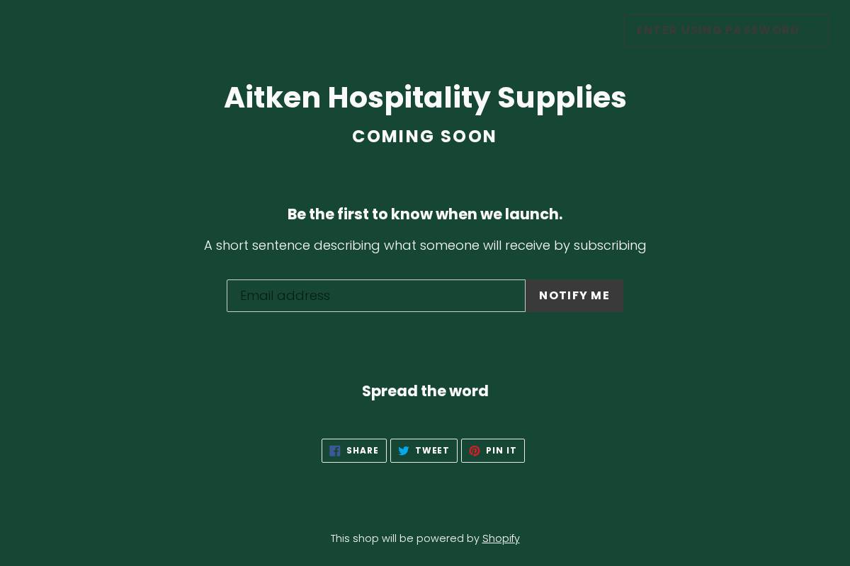 aitkenhospitalitysupplies.com homepage screenshot