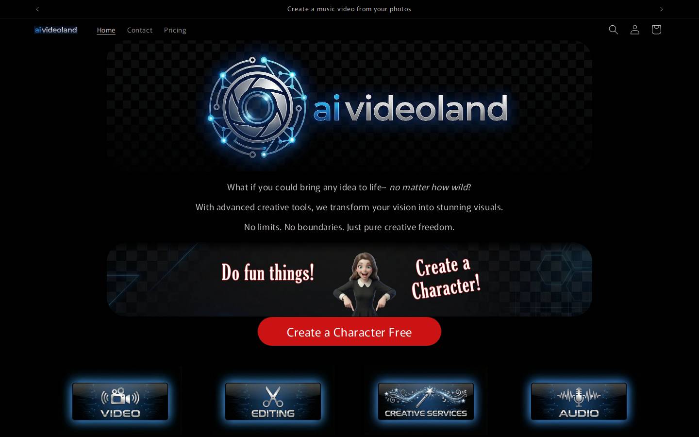aivideoland.com homepage screenshot