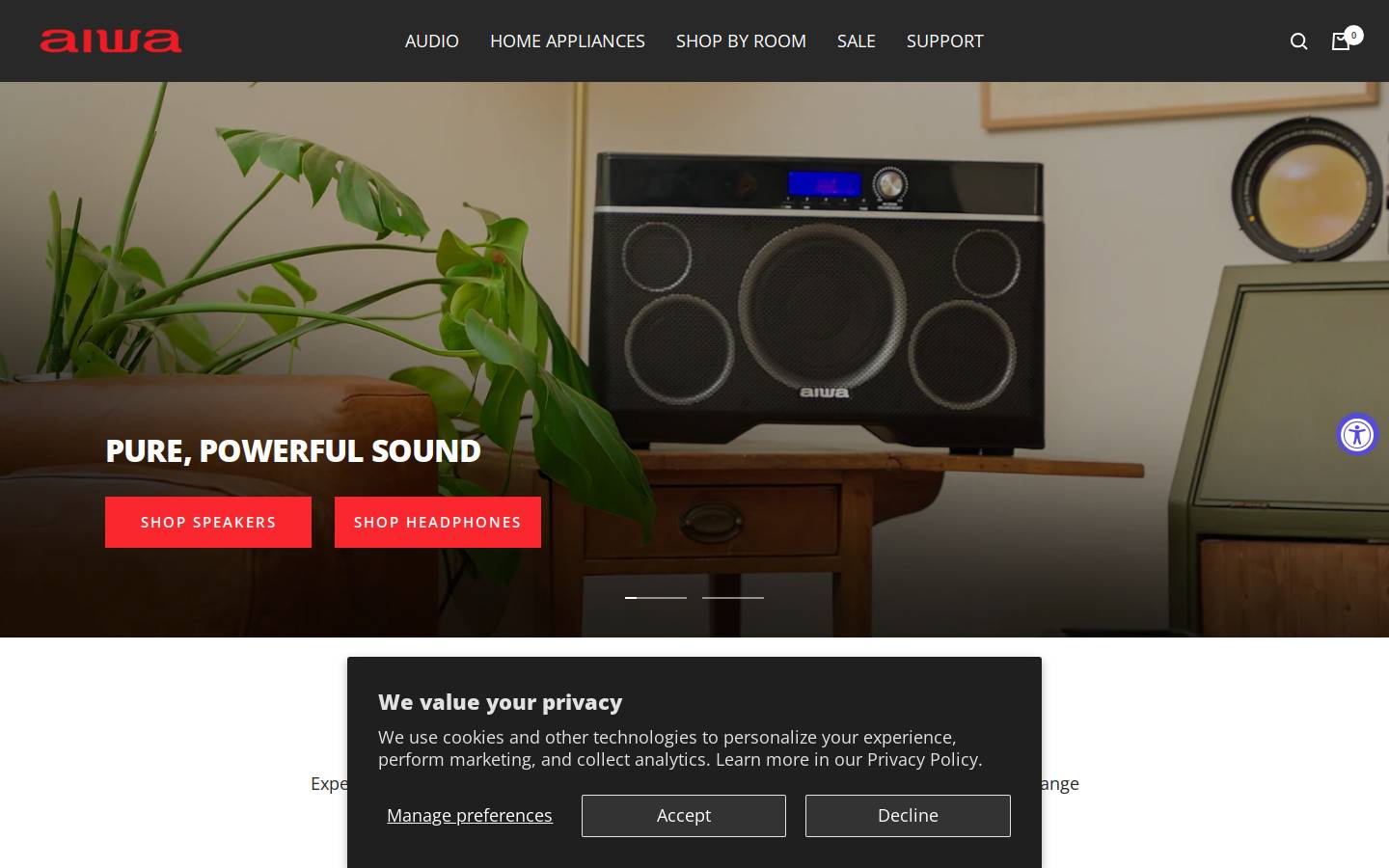 Aiwa homepage screenshot