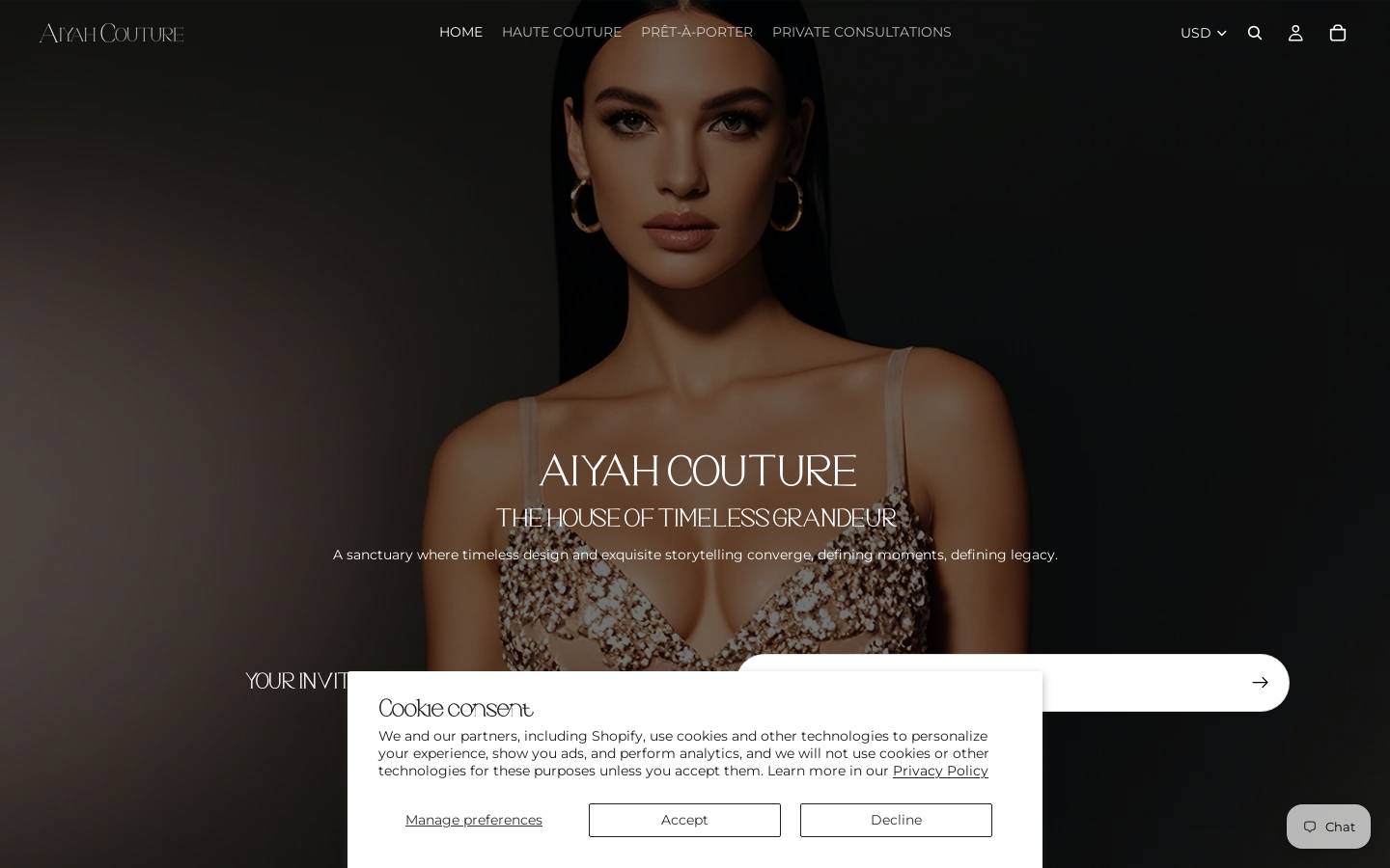 aiyahcouture.com homepage screenshot