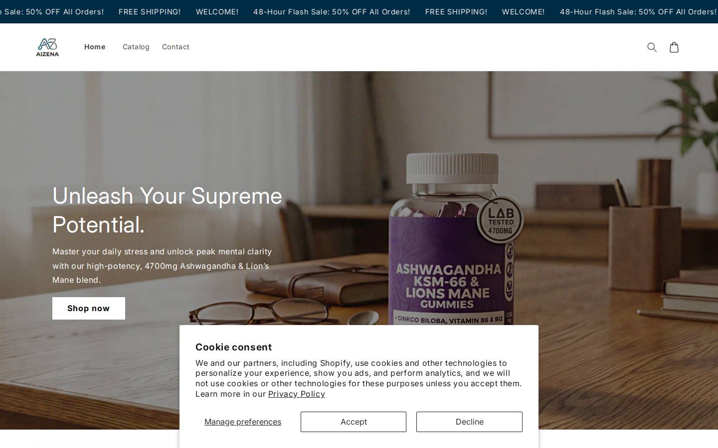 aizenashop.com homepage screenshot